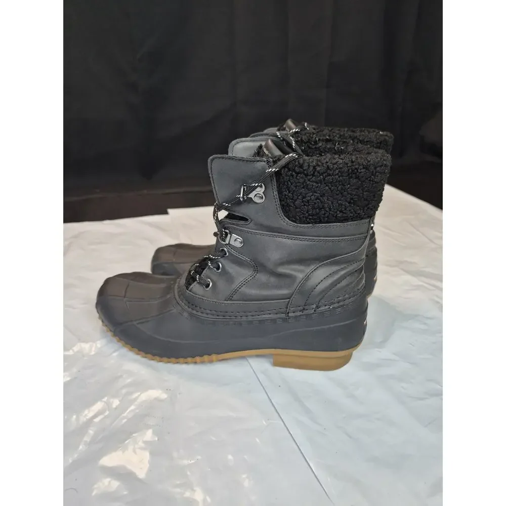 Tommy Hilfiger Women's Sz 10M Black Rain Winter Duck Boots Shoes Lace Up Boot
